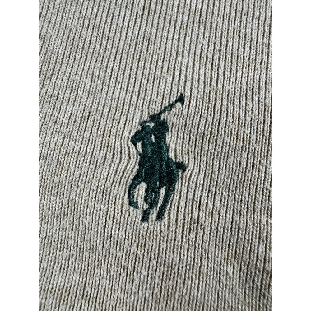 Vintage 90s Polo Ralph Lauren Mens XXL Pima Cotton V Neck Sweater Tan Pony